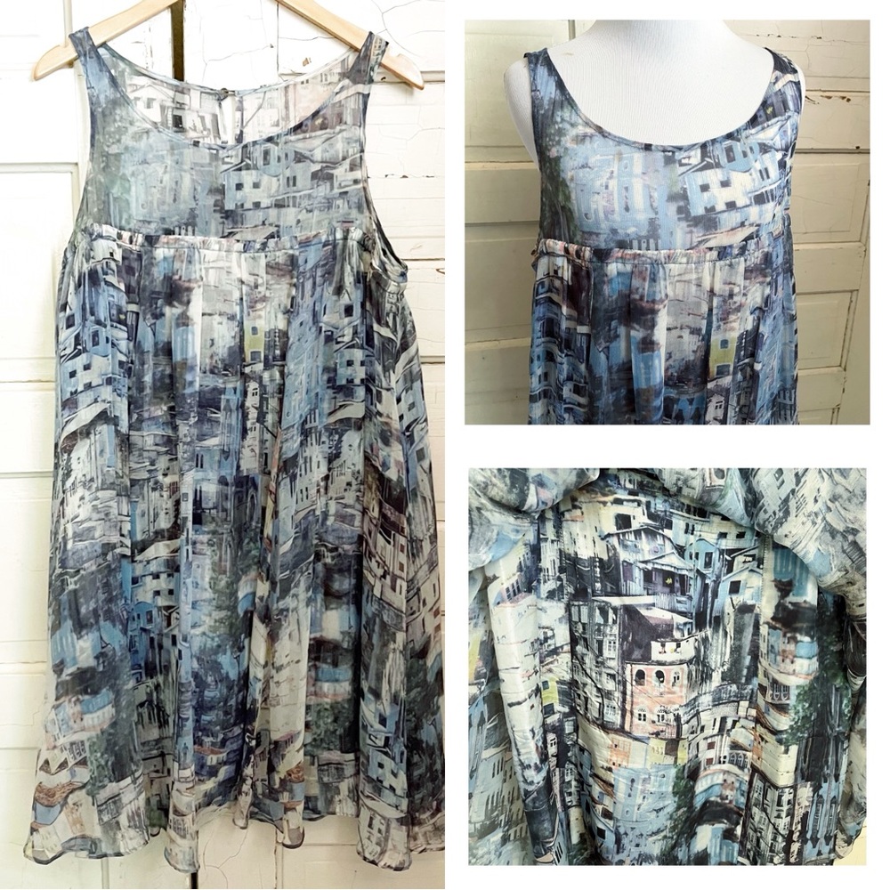 Tracy Reese Silk Cityscape Print Dress